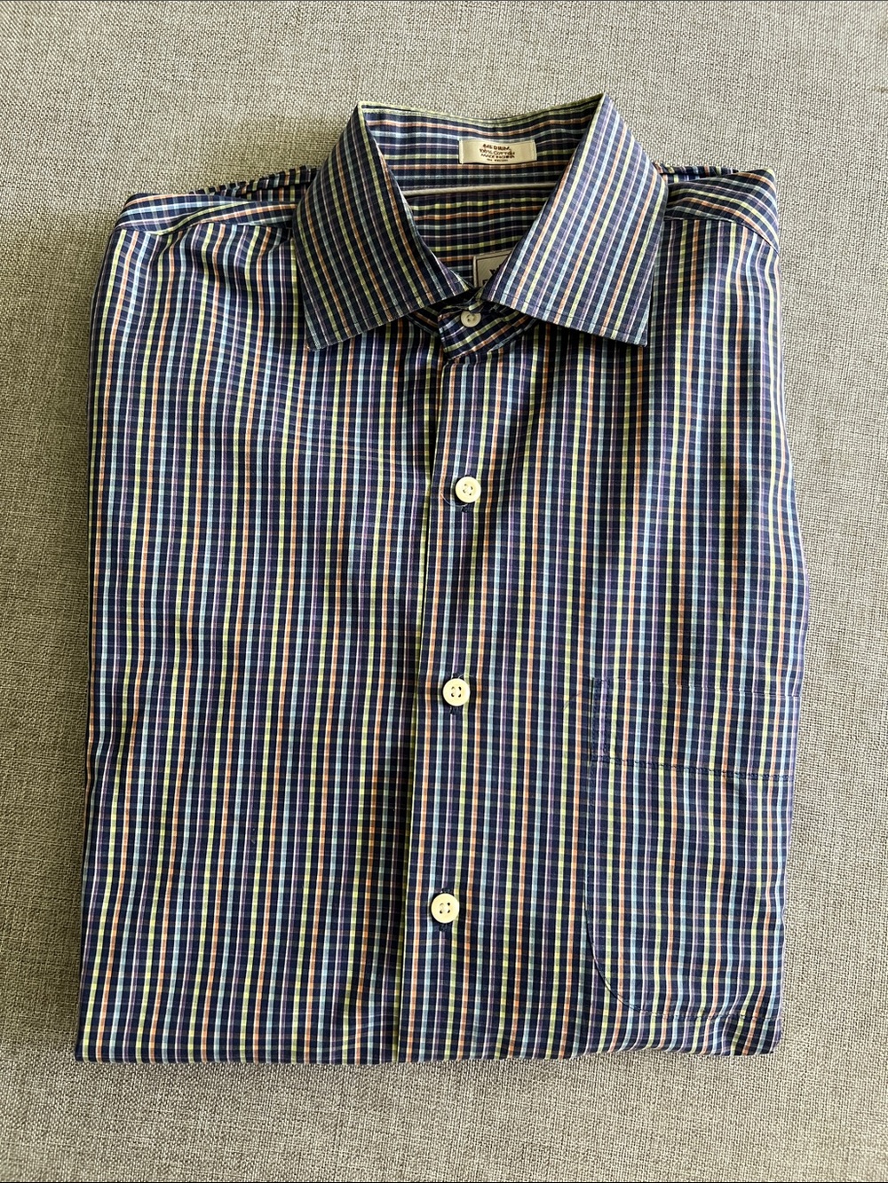 Peter Millar Navy Multi-Check Dress Shirt